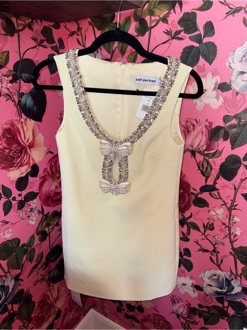 NWT Self-Portrait Ice Yellow Embellished Sleeveless Dress Size 0